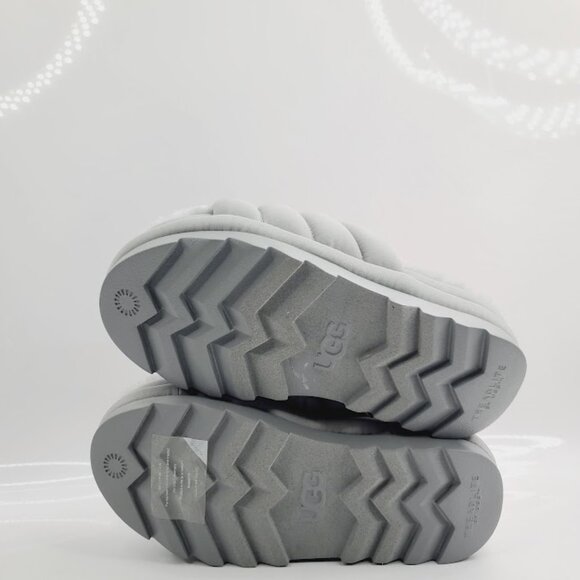 UGG Women's Gray Maxi Stripes Graphine Fur Slip-On Slide Sandal Size 7 - Picture 5 of 8